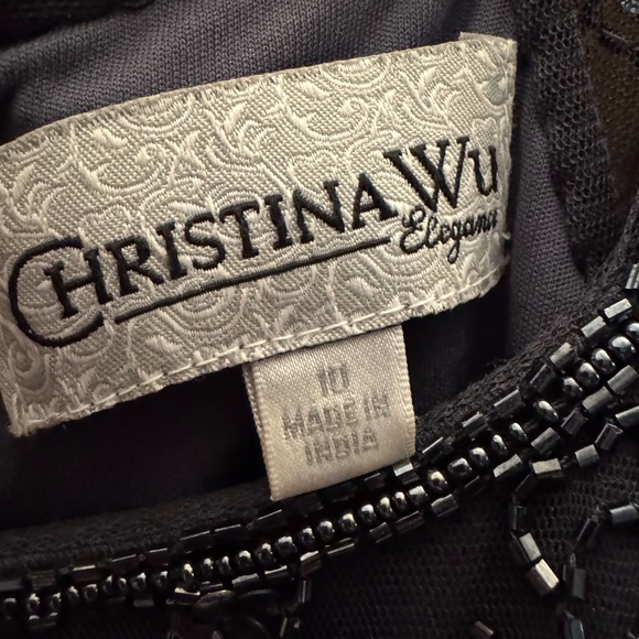 Christina Wu Dark Blue and Silver Embellished Formal Dress - size 10 - Picture 3 of 6